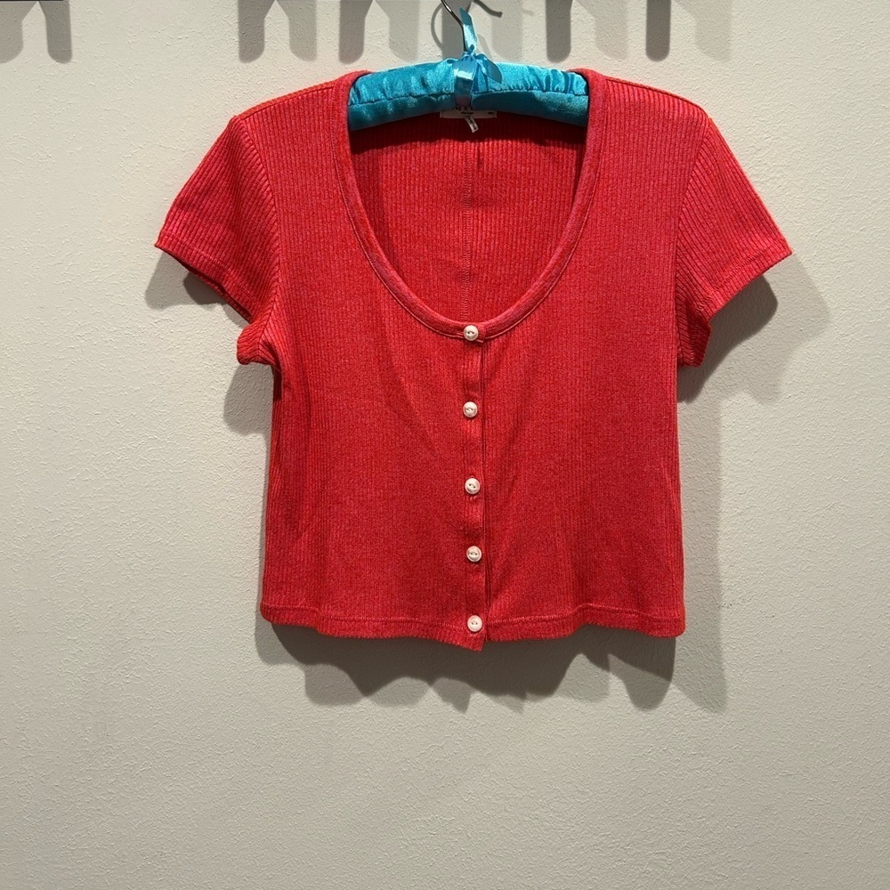 RAG & BONE The Knit Scoopneck T-Shirt in Pink / Size Medium / - Picture 3 of 8